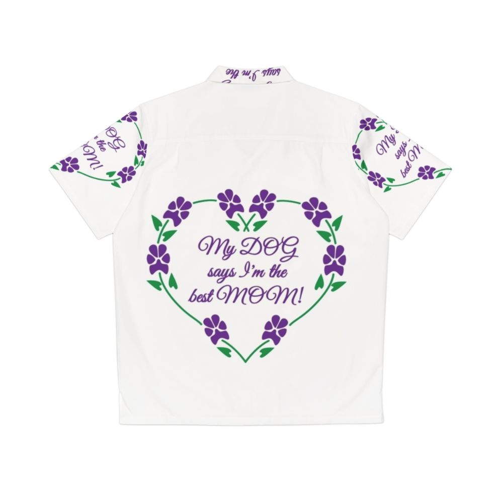 Best Dog Mom Hawaiian Shirt with Purple Pawprint Flowers - Back