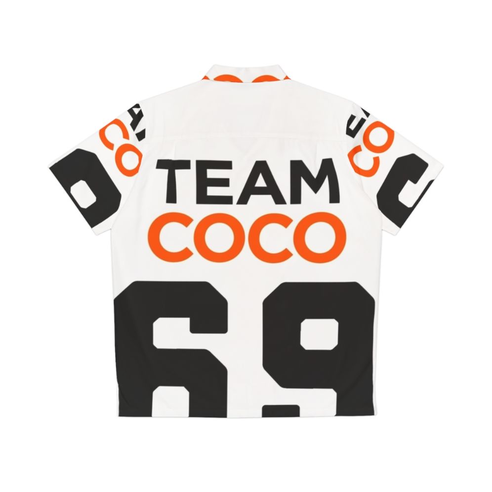 Team Coco Football Jersey Style Hawaiian Shirt featuring Conan Obrien's logo - Back