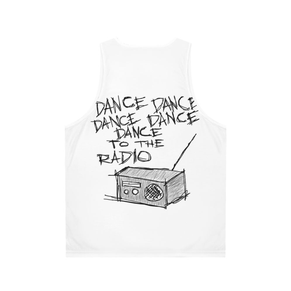 Unisex dance music tribute tank top featuring New Order and Joy Division - Back