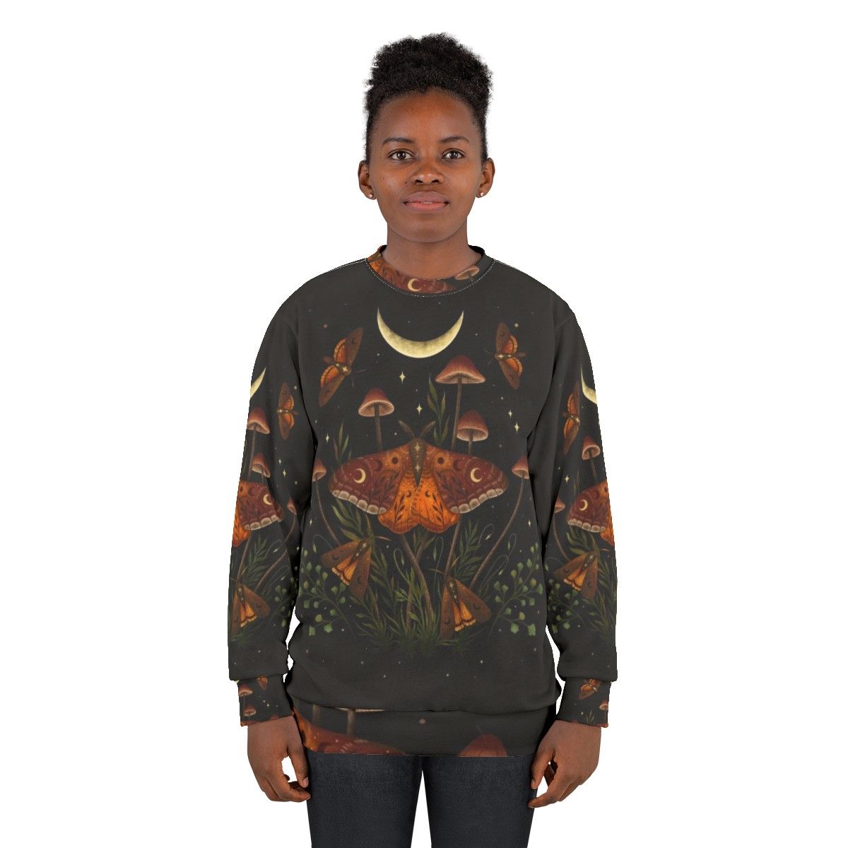 Golden brown moth inspired autumn nature sweatshirt - women