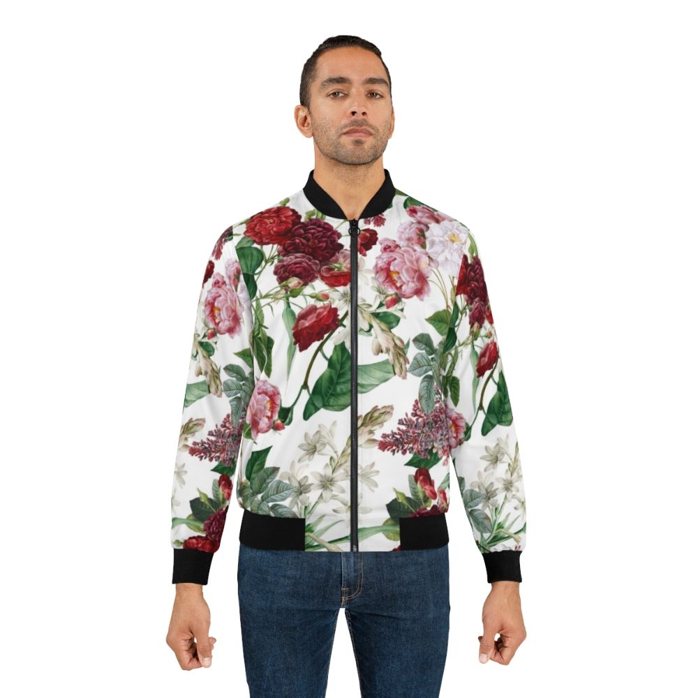 Floral and botanical pattern bomber jacket with vintage, retro design - Lifestyle