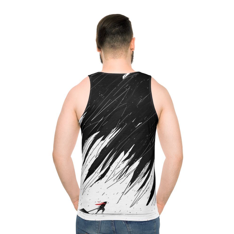 Geometric nature-inspired abstract unisex tank top - men back