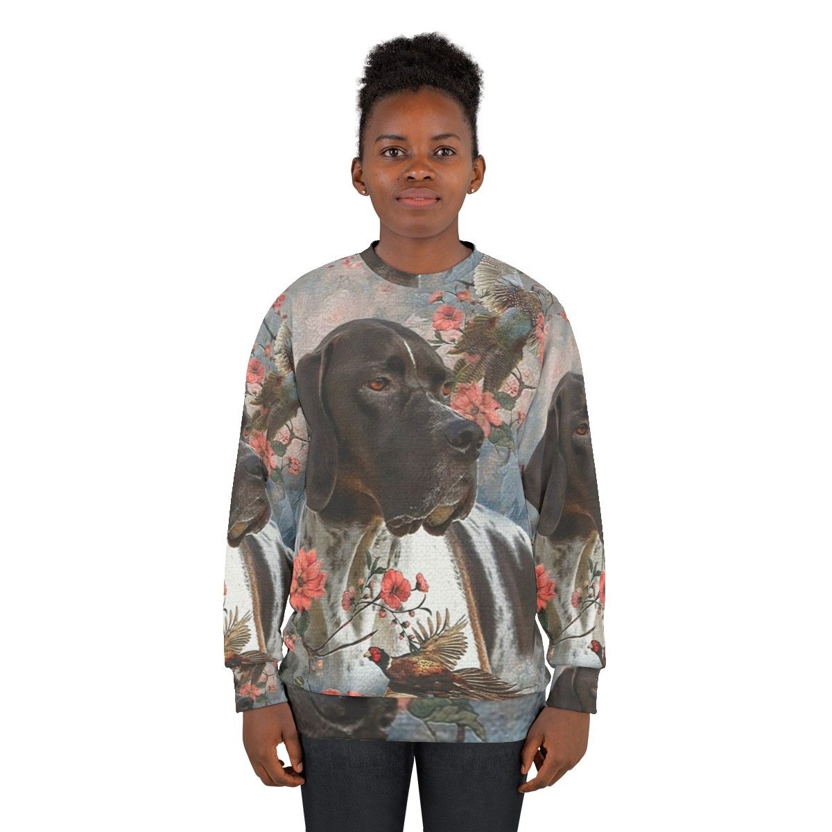 Pointer dog with pheasants on sweatshirt - women