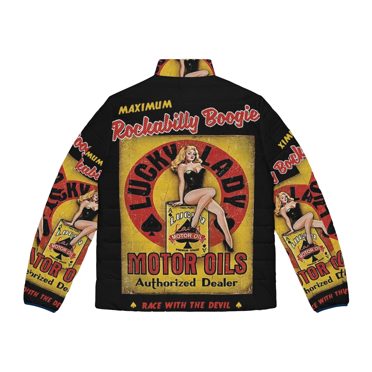 Rockabilly puffer jacket in retro vintage style - Back