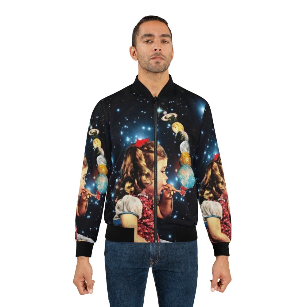 Vintage collage bomber jacket with surreal, psychedelic design - Lifestyle