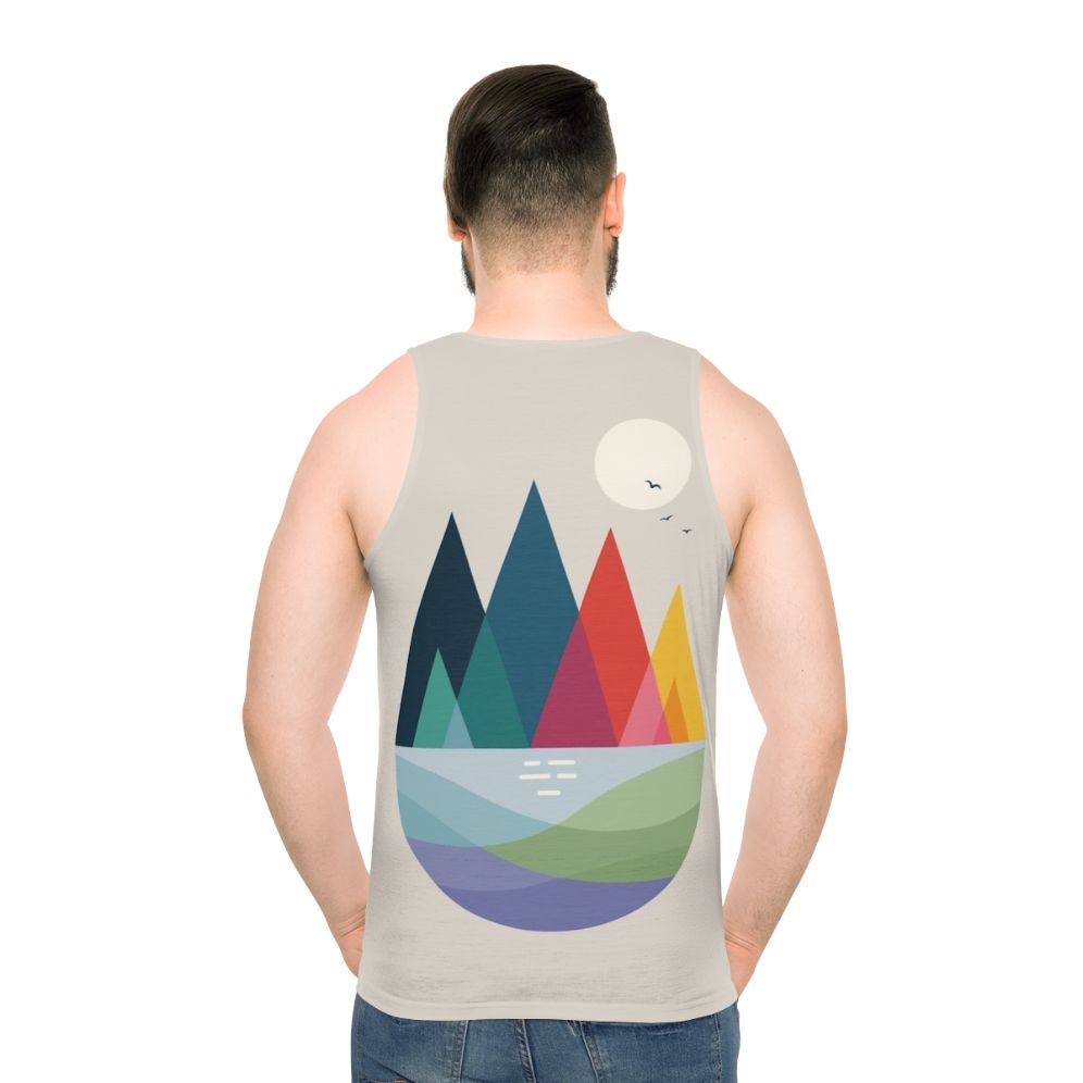 Colorful geometric unisex tank top - men back