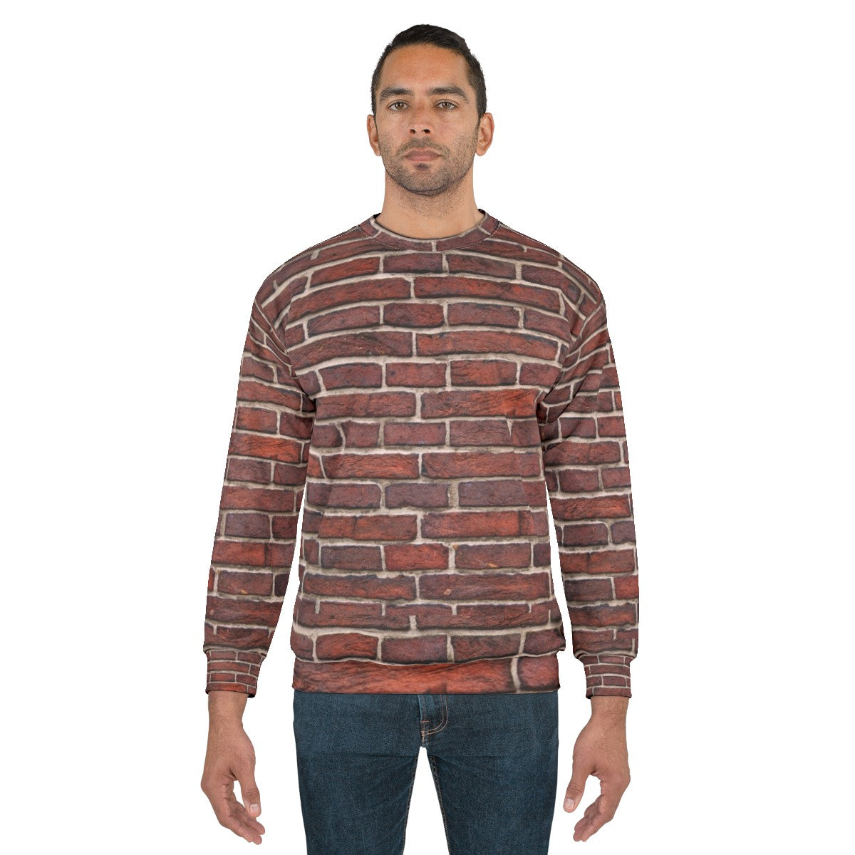 Red brick wall pattern design on sweatshirt - men