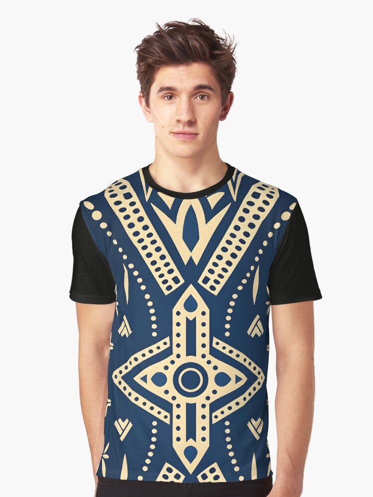 Chic tribal mud cloth graphic t-shirt featuring an artistic African textile design - Men