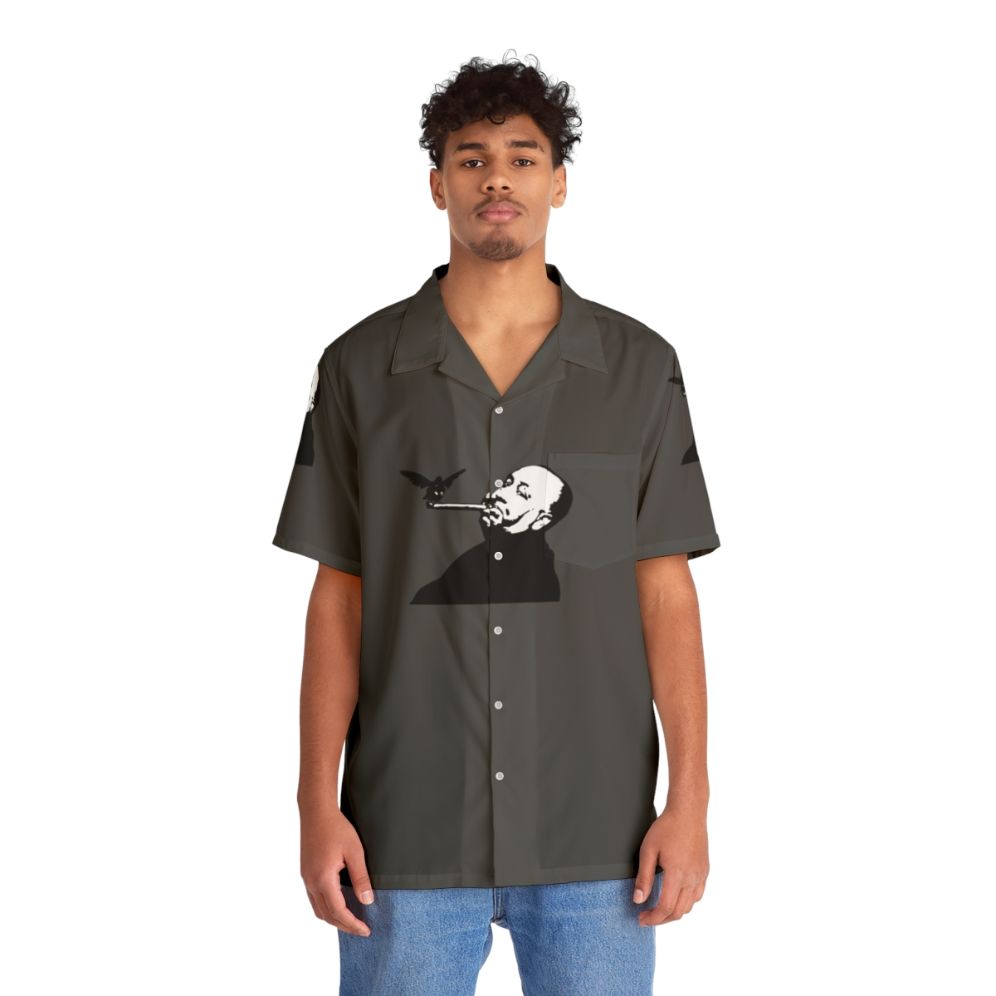 Qiangy Alfred Hitchcock Bird Cigar Hawaiian Shirt - People Front