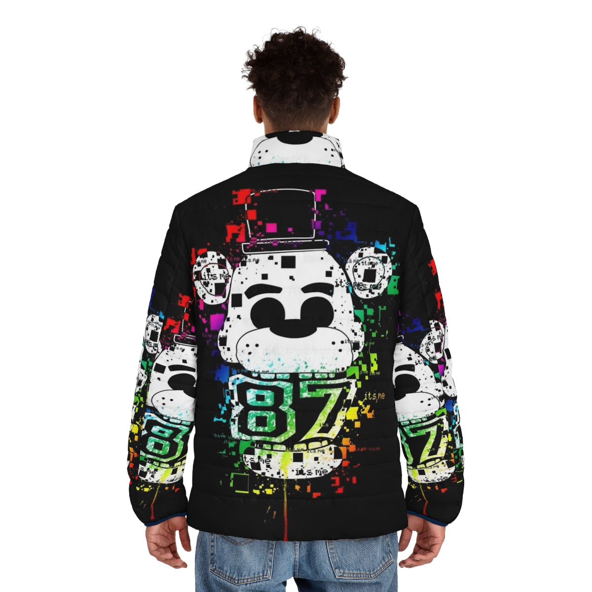 Five Nights at Freddy's Freddy Fazbear Puffer Jacket with iconic characters - men back