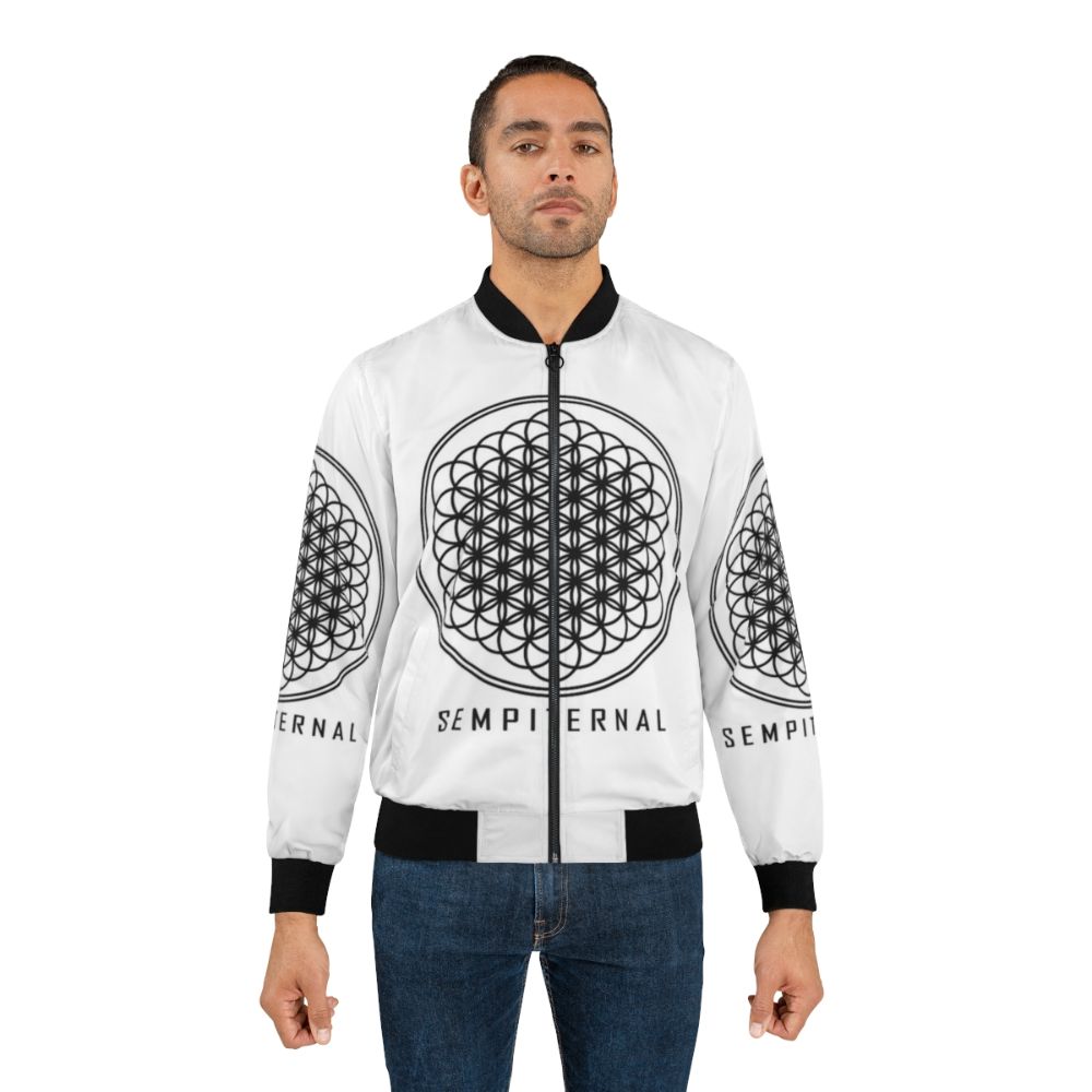 Bring Me The Horizon Vintage Black Bomber Jacket with Graphic Logo Design - Lifestyle