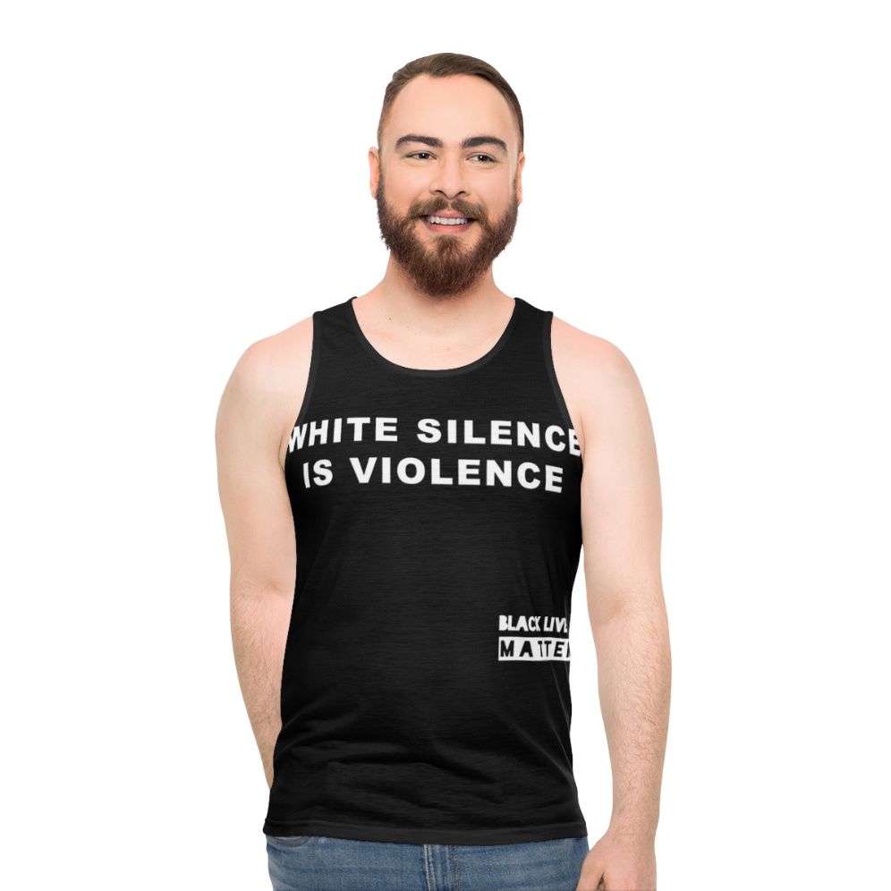 Black Lives Matter Allies White Unisex Tank Top - men