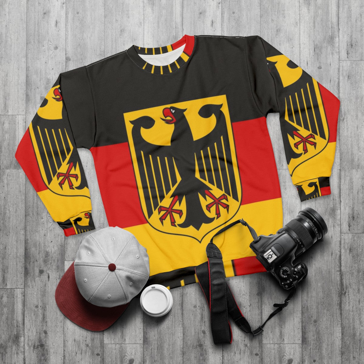 German Bundesrepublik Deutschland Sweatshirt with Federal Eagle - flat lay