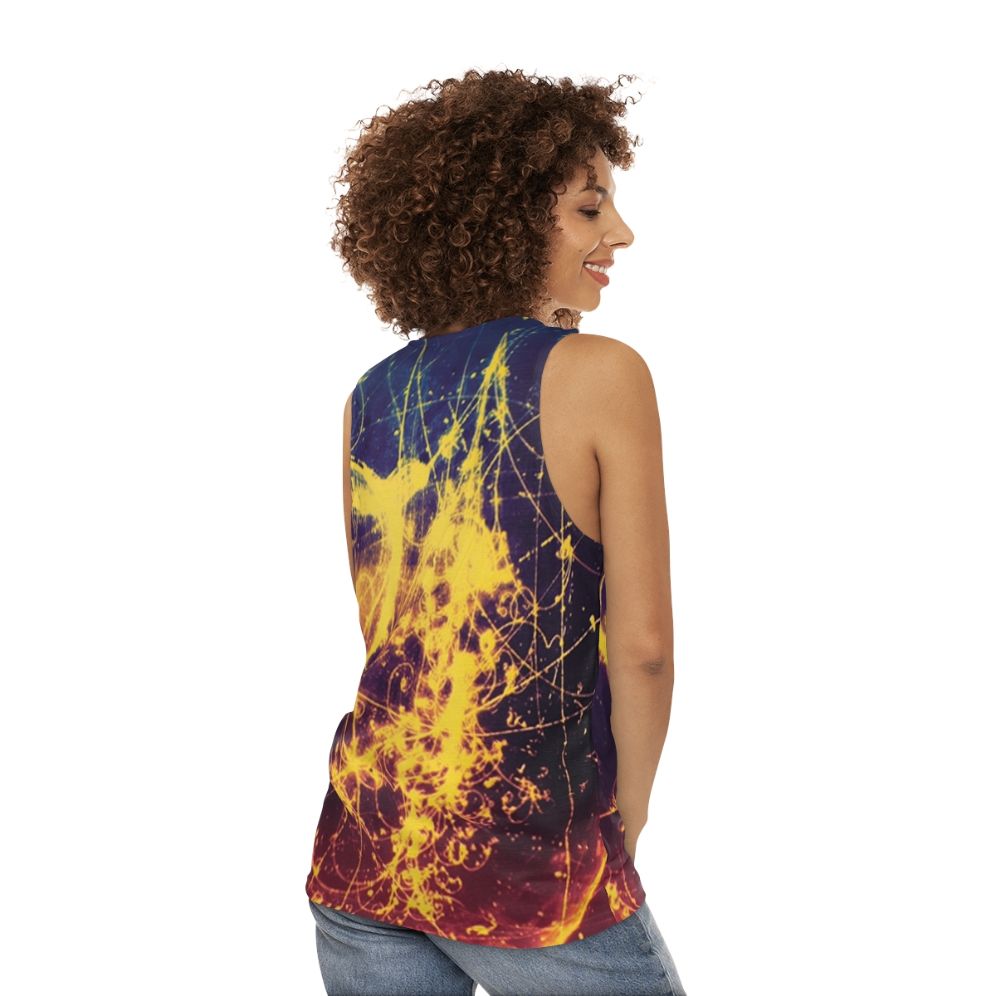 Bubble Chamber Unisex Tank Top featuring abstract science art design - women back