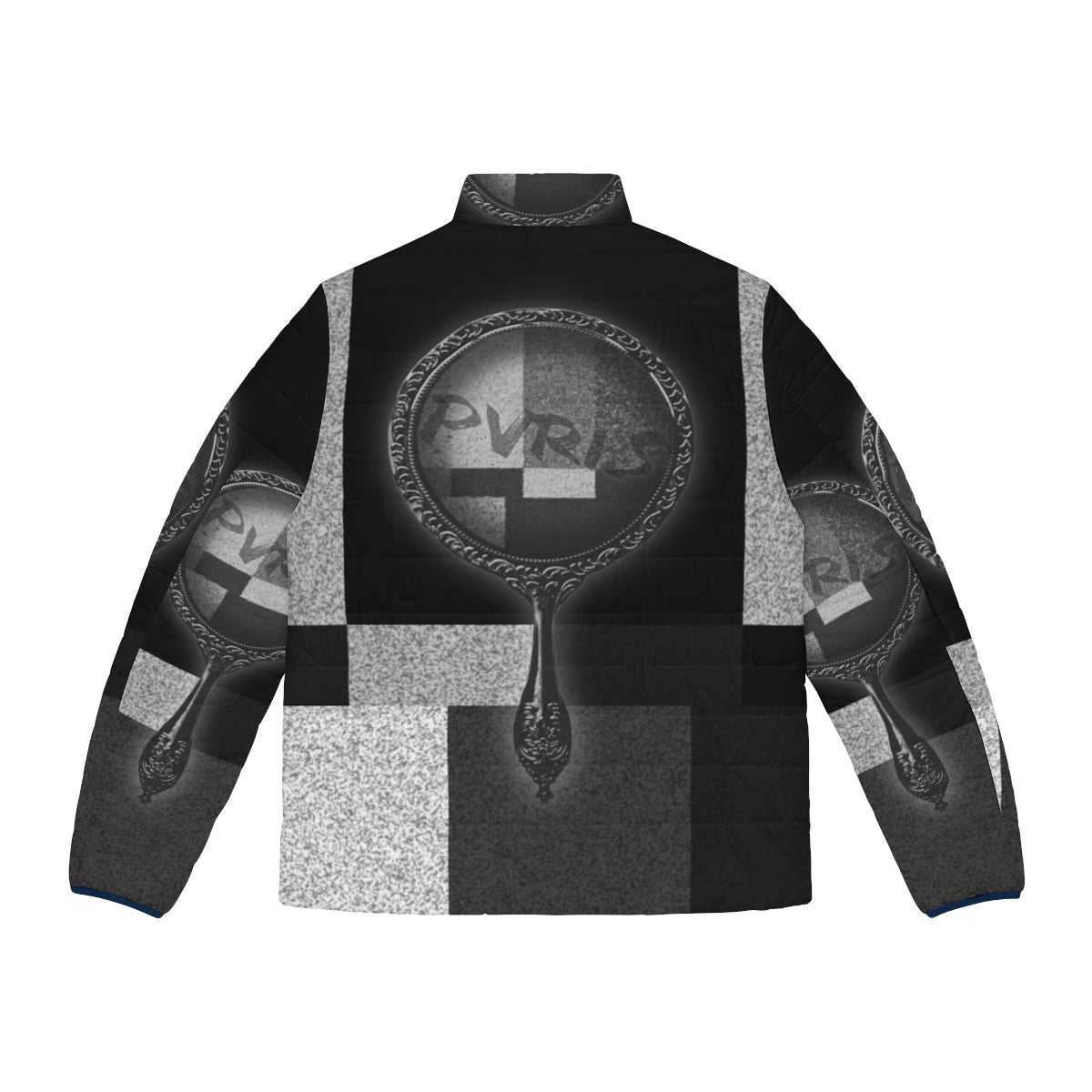 Pvris White Noise Puffer Jacket featuring the band's logo and artwork - Back