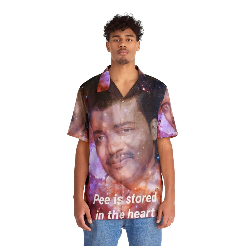 Absurdist "Pee is Stored in the Heart" Hawaiian Shirt Design - People Front