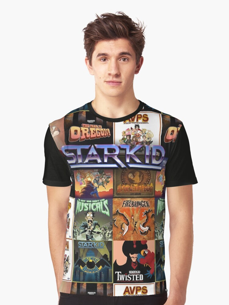 Starkid Musicals Graphic T-Shirt featuring the Starkid logo and popular musical titles - Men