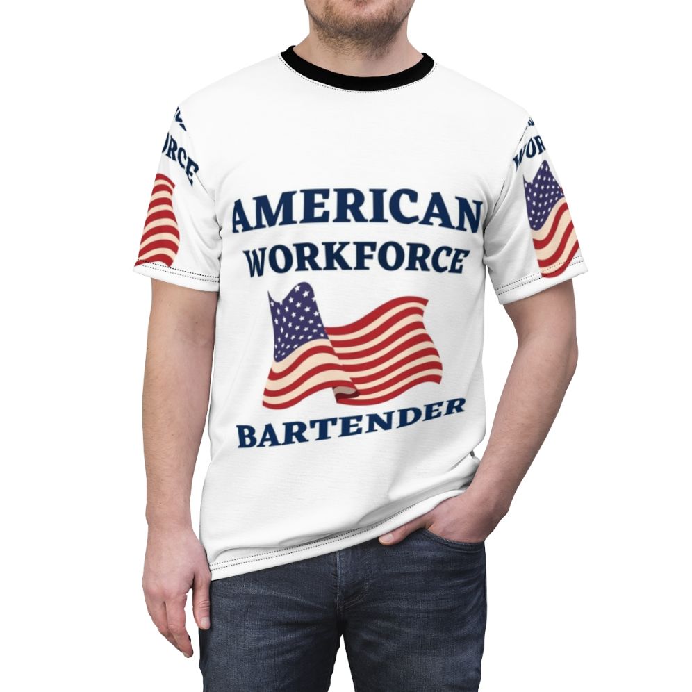 Patriotic Bartender American Workforce T-Shirt - men front