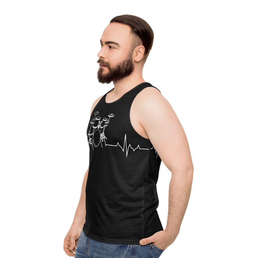 Unisex tank top with drums heartbeat graphic - men side