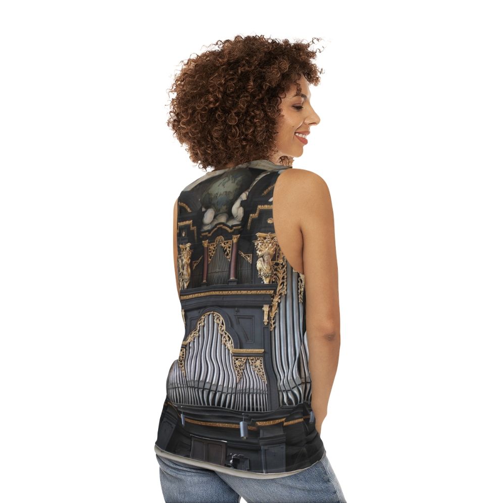 Unisex tank top featuring the main pipe organ of St. Emmeram Church in Regensburg, Germany - women back