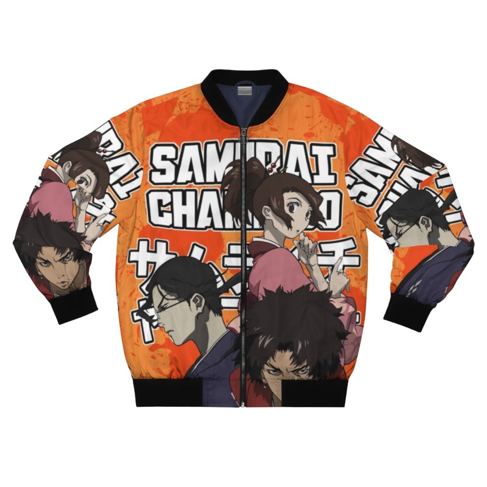 Samurai Champloo inspired bomber jacket with graphic design elements