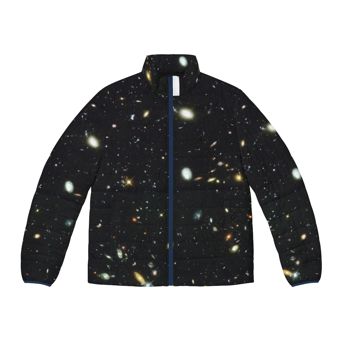 Puffer jacket featuring the iconic Hubble Deep Field image of the cosmos