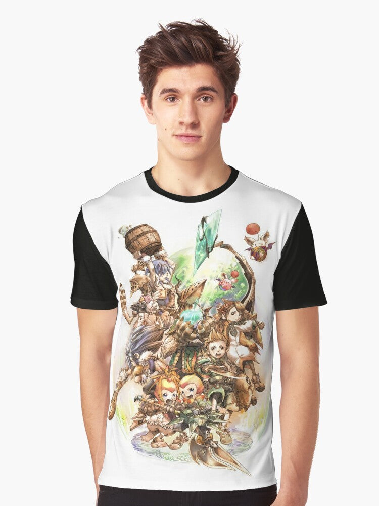 A fantasy-inspired t-shirt featuring a vibrant crystal design, perfect for RPG and adventure enthusiasts. - Men