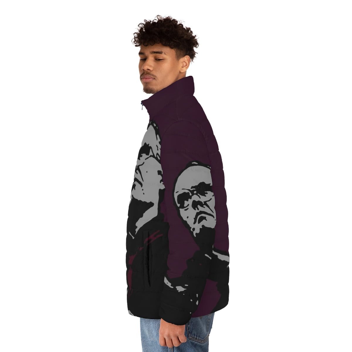 Robocop-inspired Boddicker puffer jacket with science fiction design - men side left