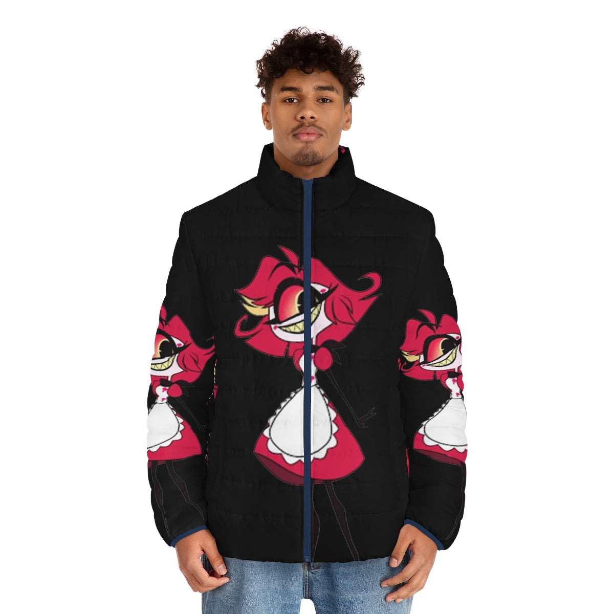 Hazbin Hotel Niffty Puffer Jacket with Niffty Character Design - men front