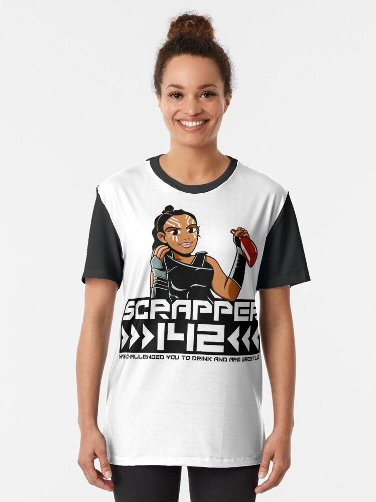 Scrapper 142 superhero graphic t-shirt featuring Valkyrie from Thor: Ragnarok - Women