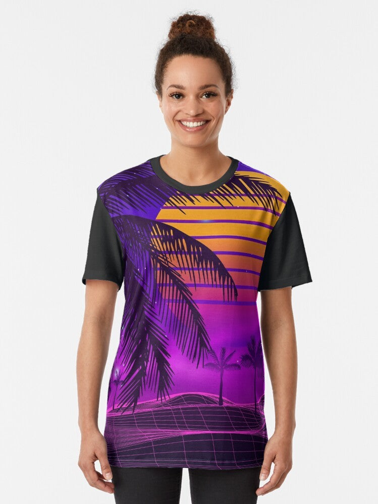 Retro 80s sunset synthwave graphic design t-shirt - Women