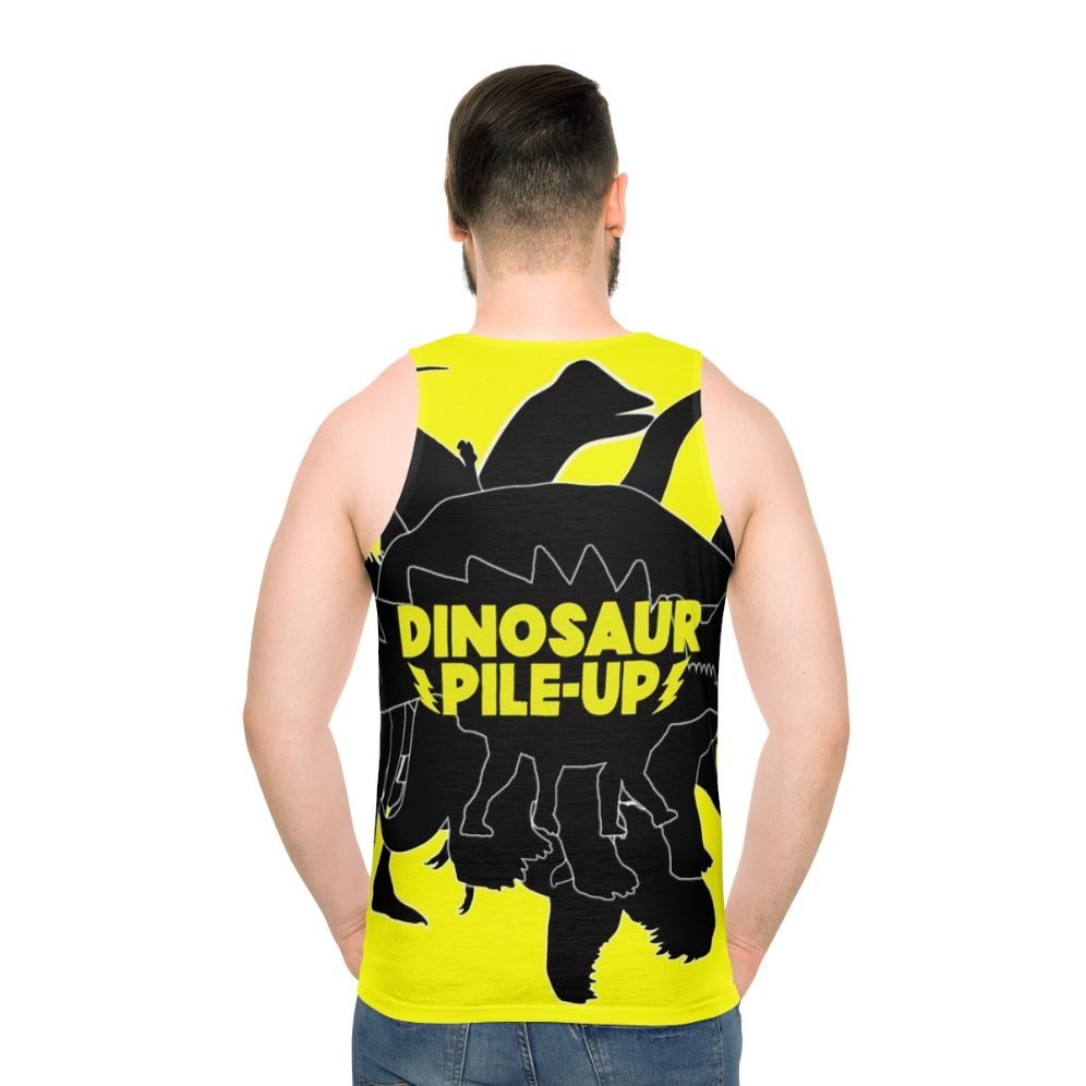 Dinosaur Pile Up Unisex Rock Band Tank Top - men back