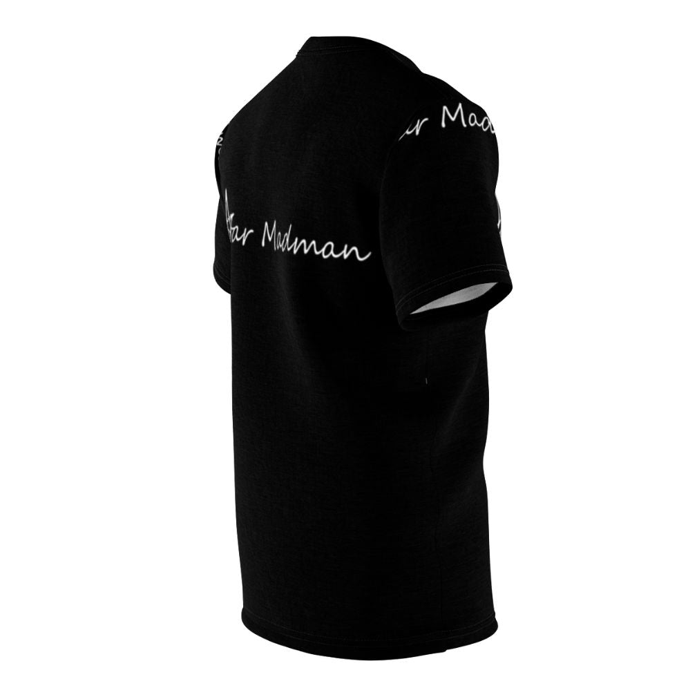 A stylish t-shirt featuring the Star Madman inspired electronic music logo - men right