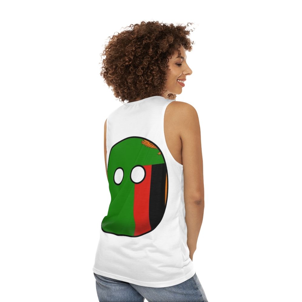 Zambia flag countryball design on a unisex tank top - women back