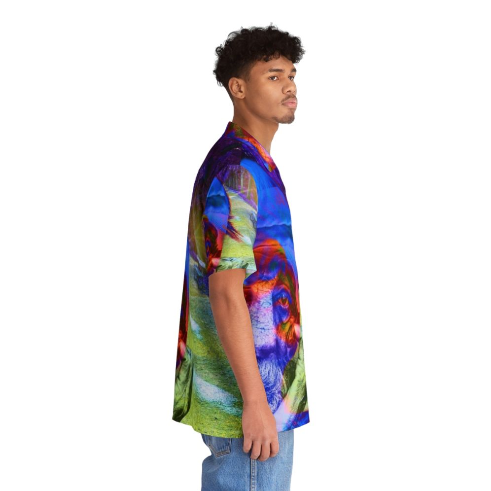 Vibrant Hawaiian shirt with a colorful tropical pattern designed to raise awareness for homelessness - People Pight