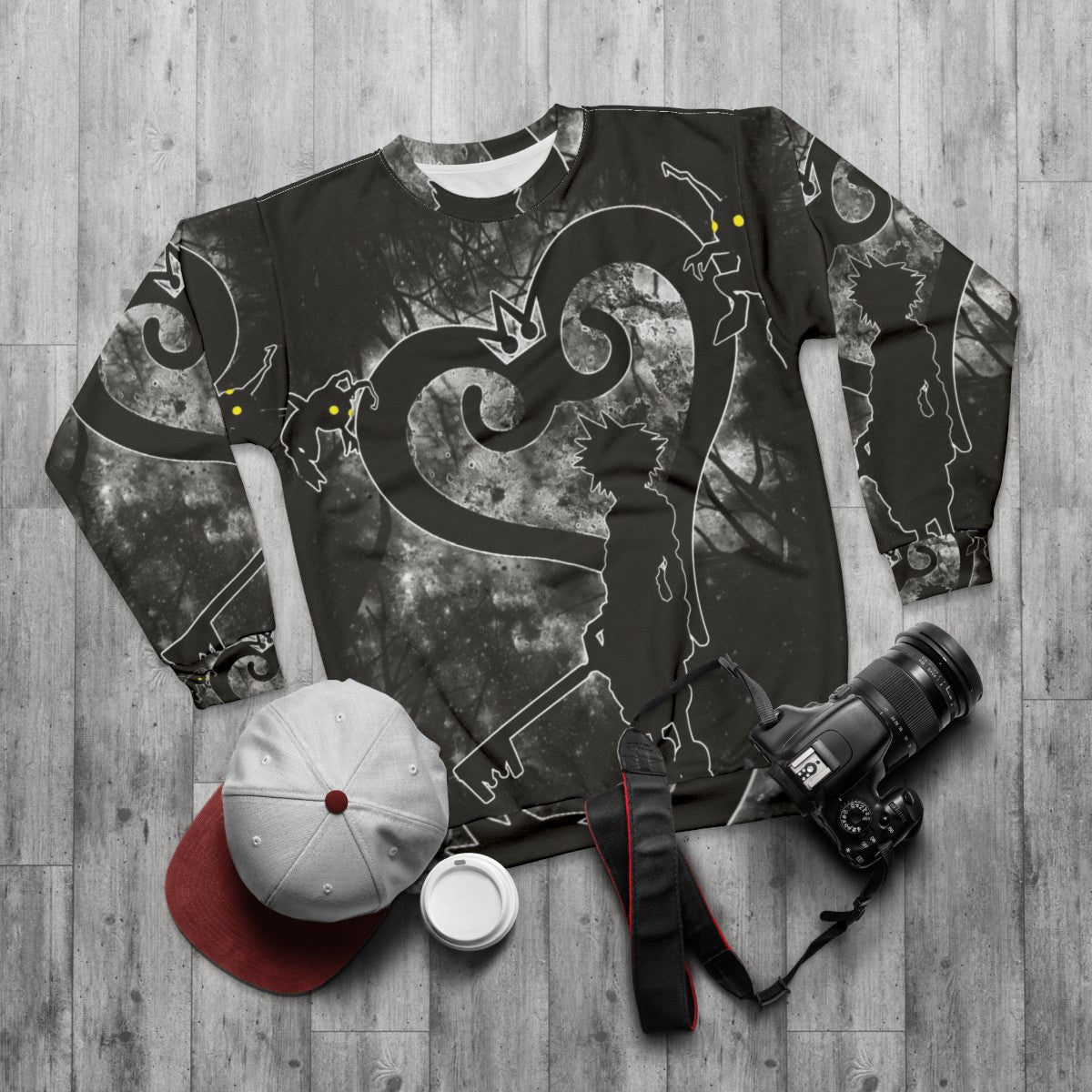 The Keyblade Chosen One Sora Sweatshirt, Kingdom Hearts Inspired Gamer Clothing - flat lay