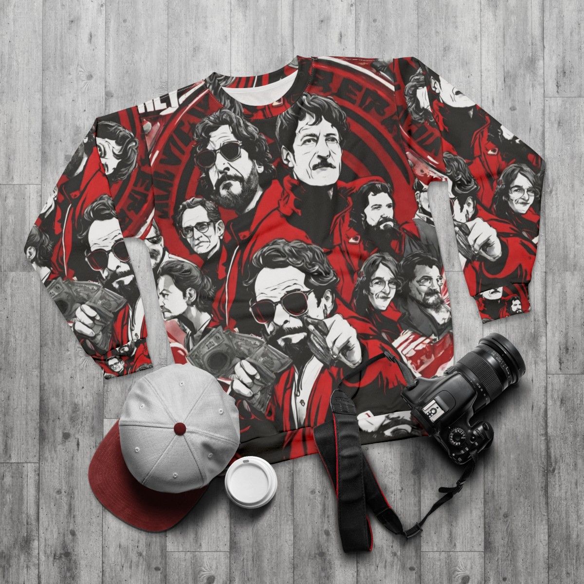 Money Heist Team Artwork Sweatshirt - flat lay