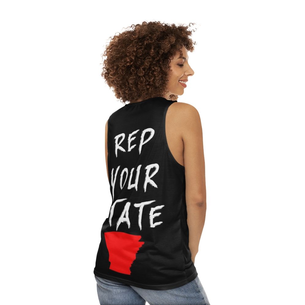 Unisex Arkansas state pride tank top - women back