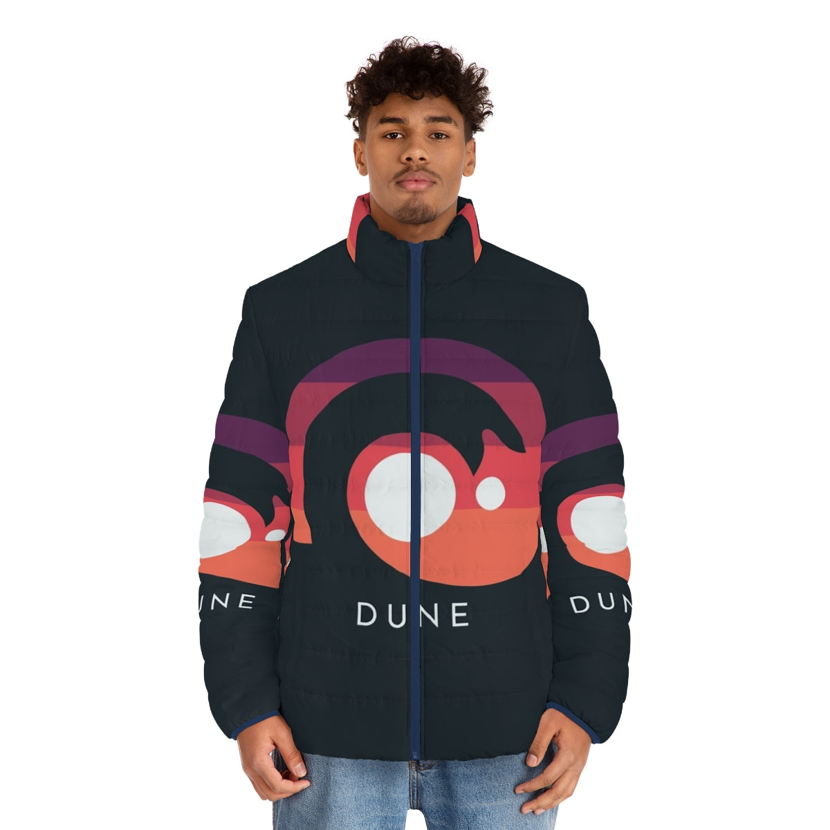 Dune 2020 Arrakis Sandworm Puffer Jacket with focus keyword dune jacket - men front