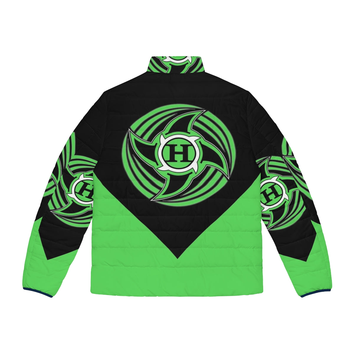 The Hurricane Puffer Jacket - Retro wrestling inspired green puffer jacket - Back