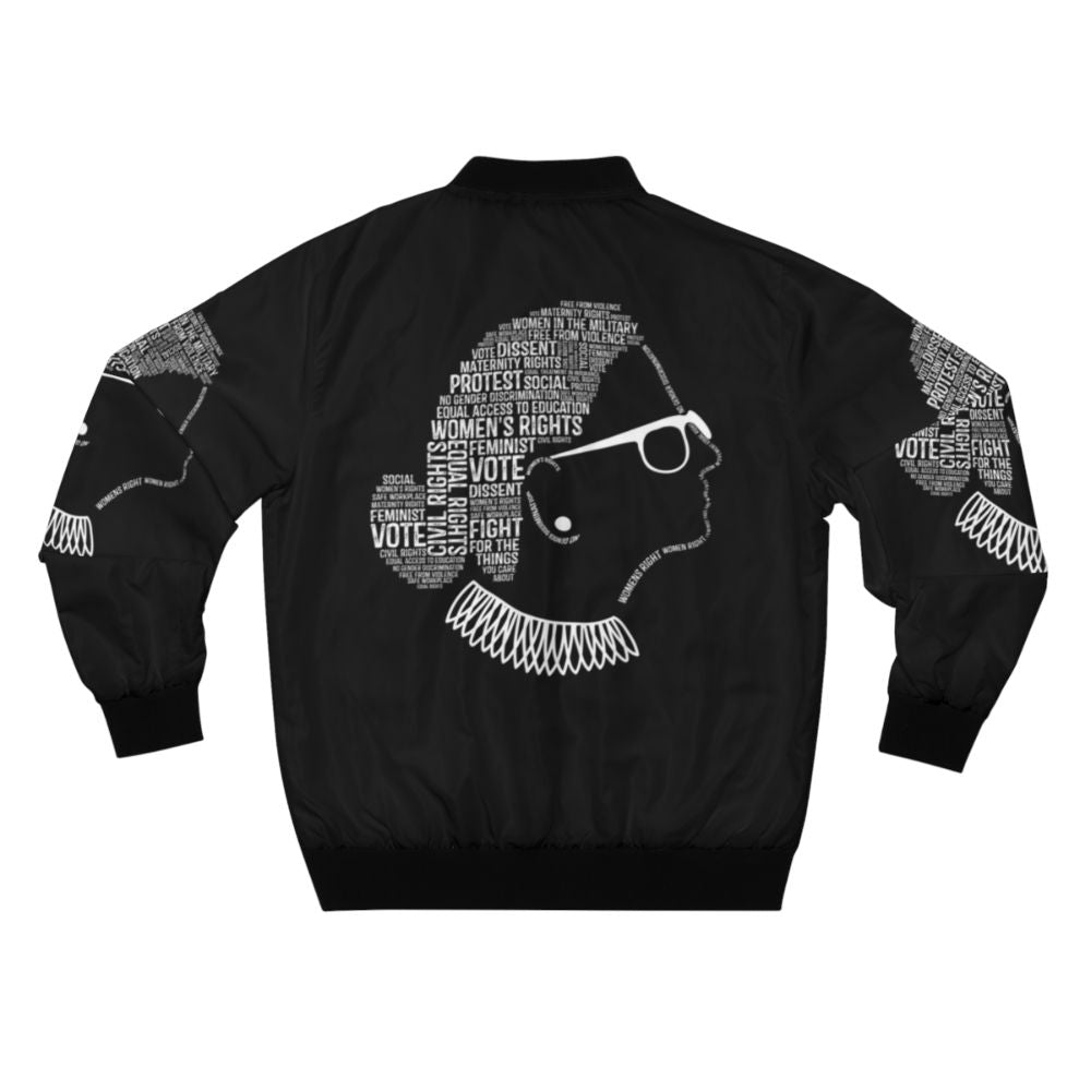 Notorious RBG Feminist Bomber Jacket featuring a quote from Ruth Bader Ginsburg - Back