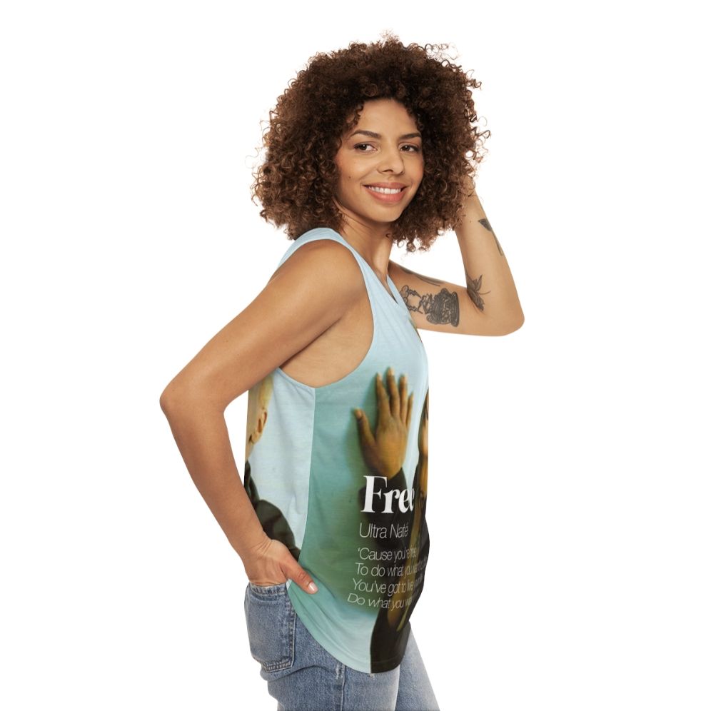 Unisex house music-inspired colorful tank top - women side