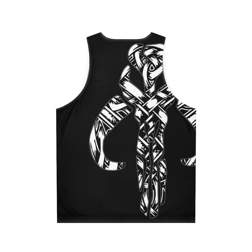 Unisex tank top with Mandalorian and Scandinavian design featuring mythosaur skull - Back