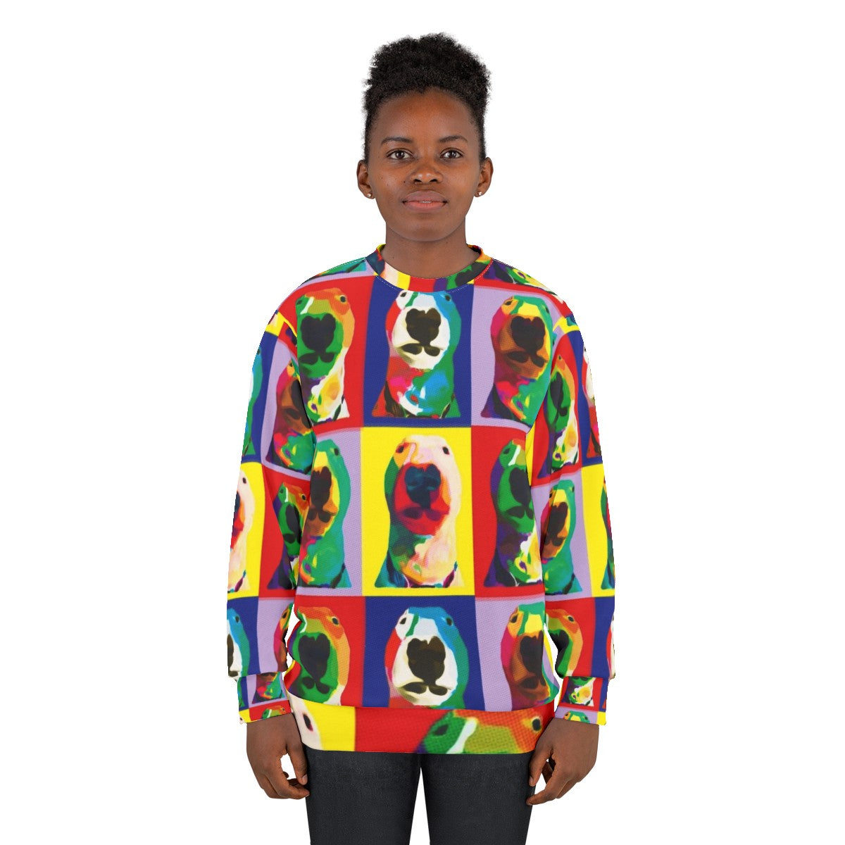 Bull Terrier Pop Art Sweatshirt featuring Puppernelson the Bull Terrier - women