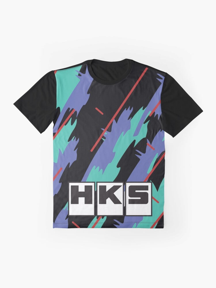 JDM HKS Retro Graphic T-Shirt with Drift and Drifting Designs - Flat lay