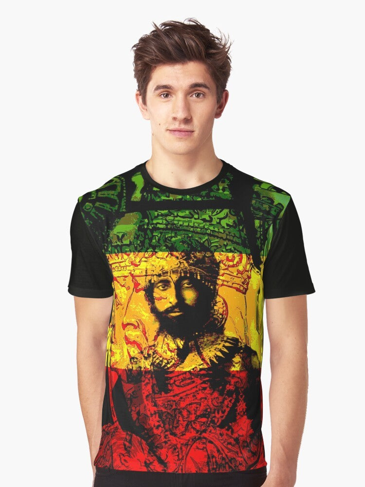 Rasta Haile Selassie Lion of Judah Graphic T-Shirt - Men