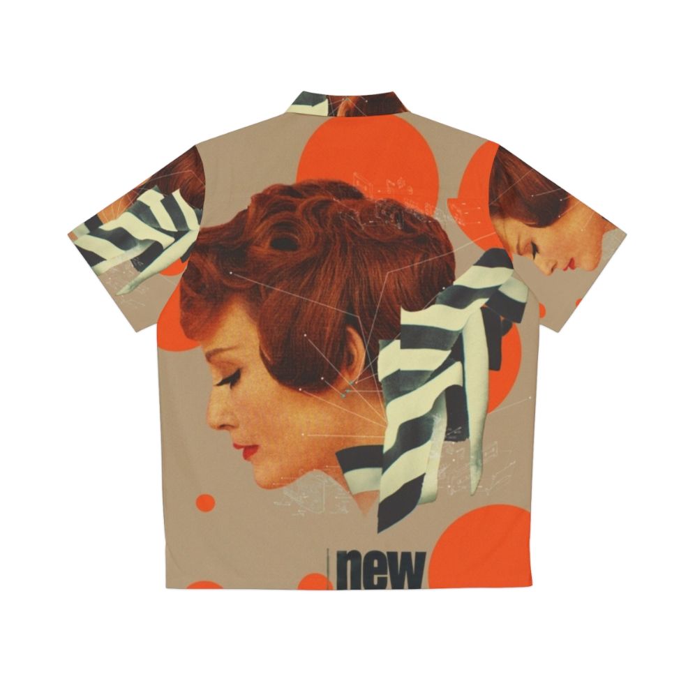 Retro Hawaiian shirt with geometric pattern and ginger hair model - Back