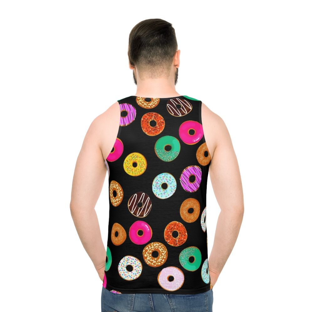 Colorful donut pattern unisex tank top - men back