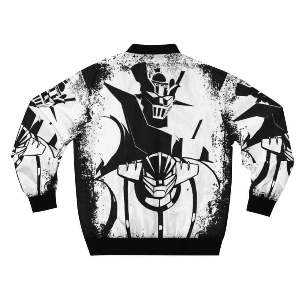 Heroes Never Die anime-inspired bomber jacket featuring robot and mecha design - Back