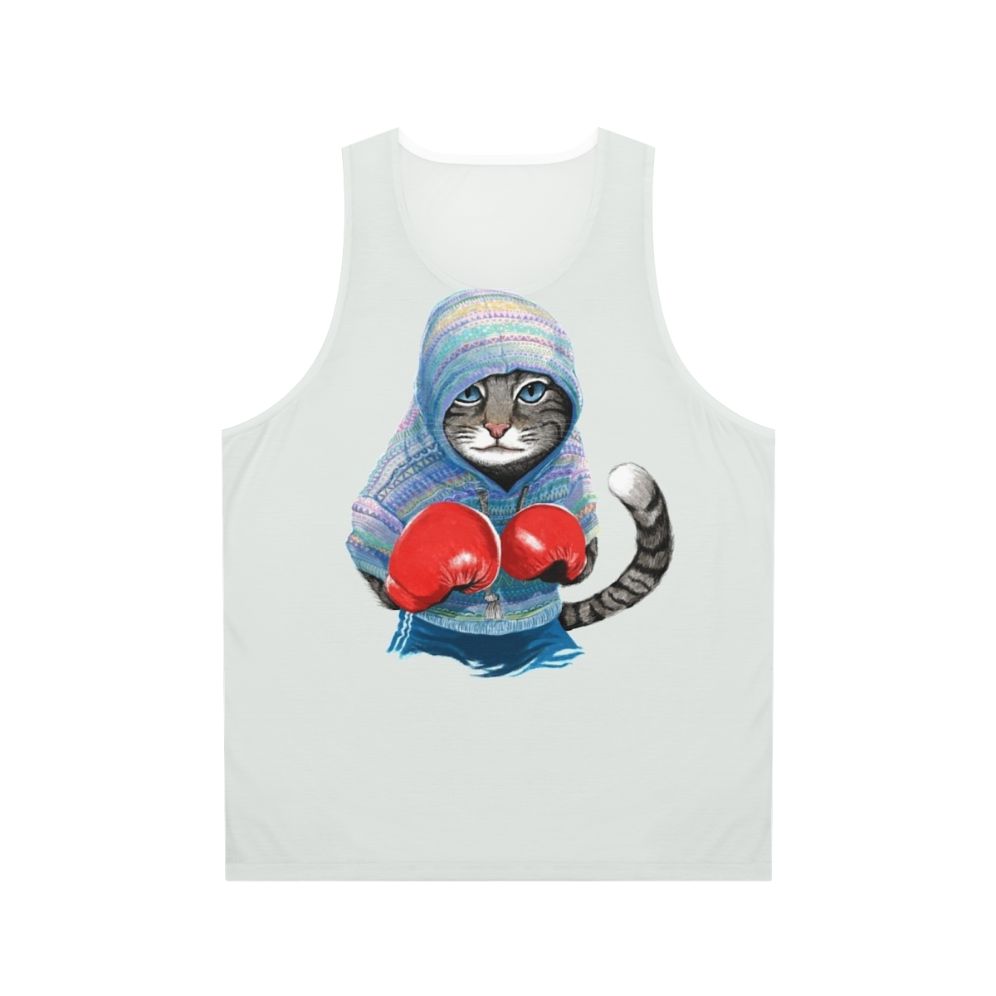 Unisex boxing cat tank top with cute animal pattern design